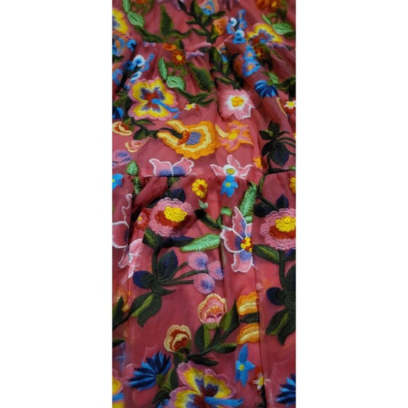 Jessakae Hibiscus Sleeveless Empire Waist Midi Dress Size 2X Embroidered Floral - Picture 5 of 15